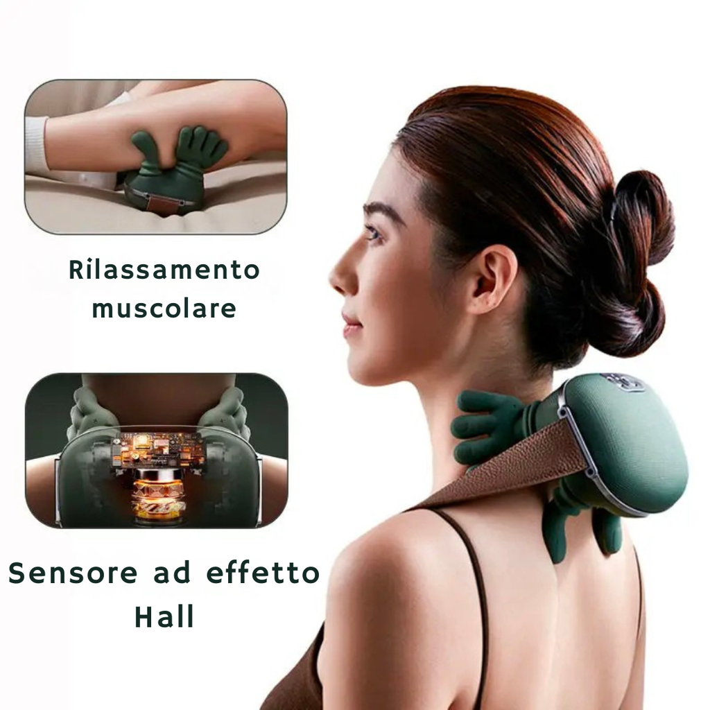 Massaggiatore cervicale spalle a forma di mani, calore, 2000mAh 10W