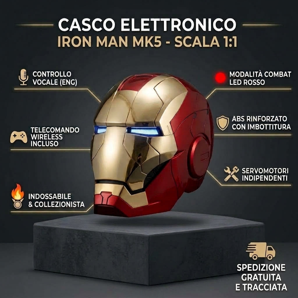 Casco Iron Man Mk5 Eletronico 1:1 – Controllo Vocale e Touch