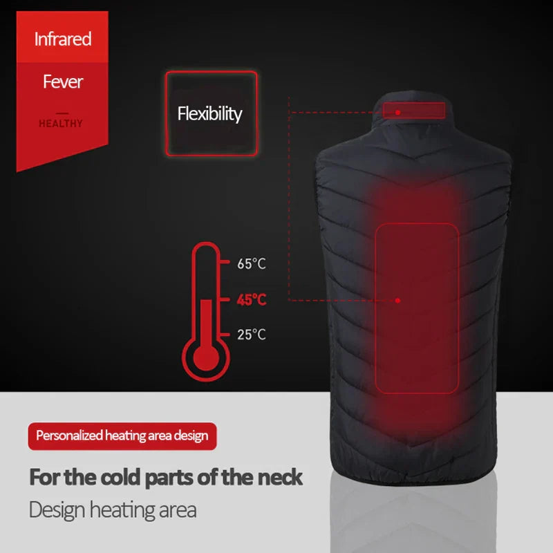 Gilet Termico Riscaldato USB | Outdoor Inverno Trekking Sport  – Batteria Non Inclusa