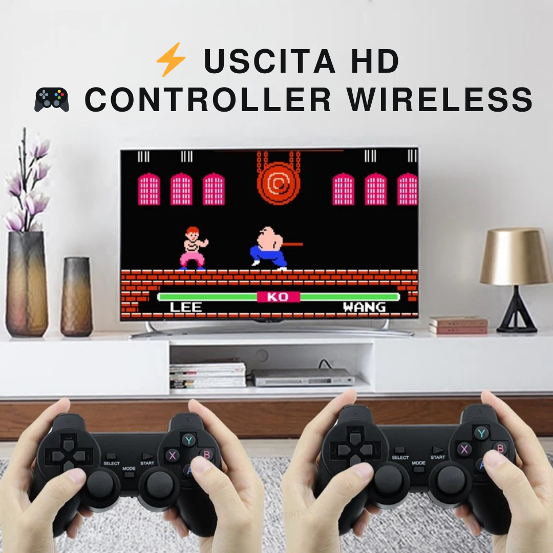M8 Console Retro 4K HD | Game Stick Portatile + 20.000 Giochi e 2 Controller Wireless 2.4G