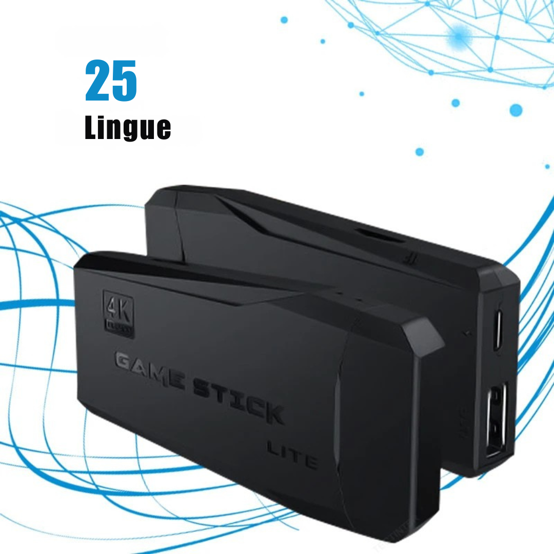 M8 Console Retro 4K HD | Game Stick Portatile + 20.000 Giochi e 2 Controller Wireless 2.4G