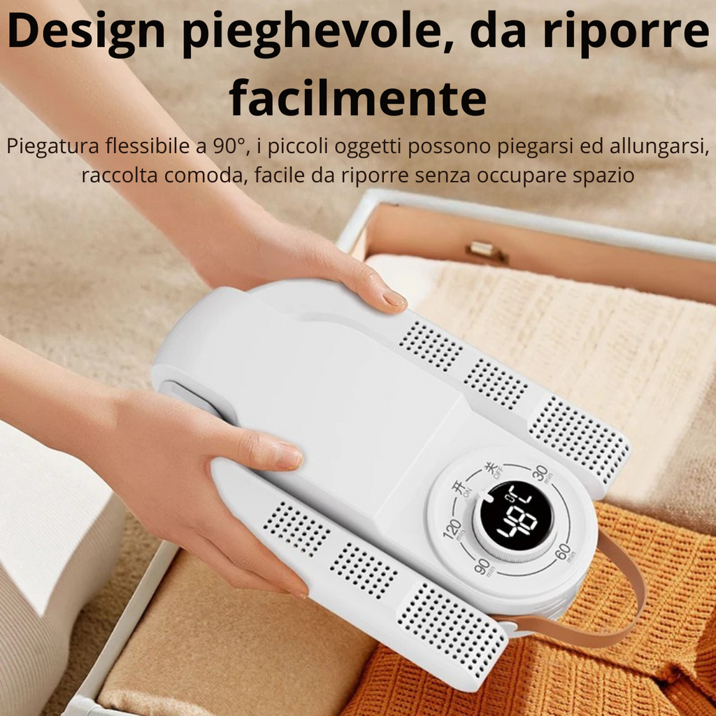 Asciuga Scarpe Elettrico Portatile 120W Timer Intelligente Pieghevole