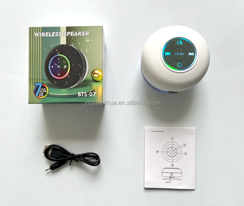 Altoparlante Bluetooth Portatile Impermeabile IPX4 Subwoofer 3W LED RGB USB