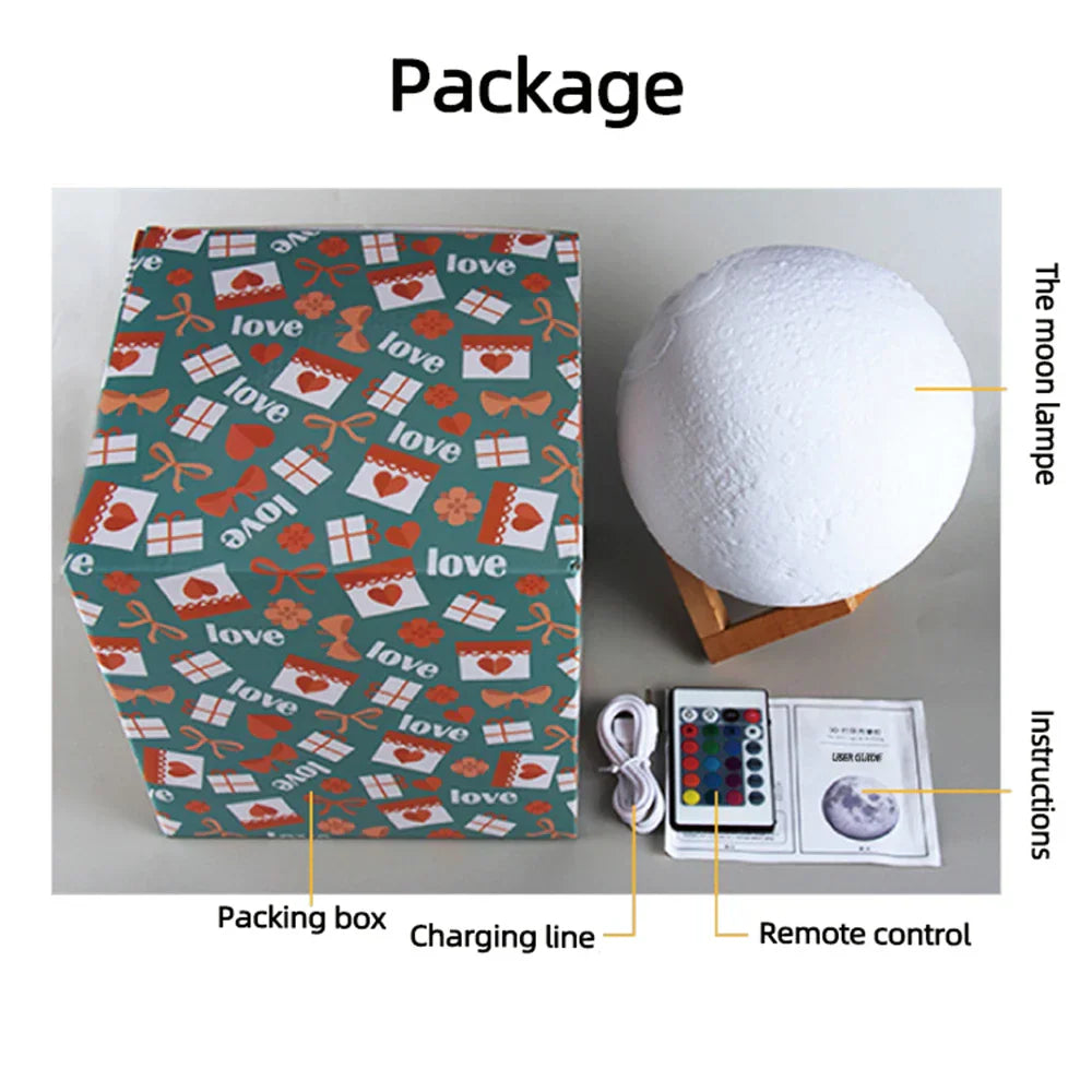 Lampada Luna 3D Personalizzata USB | Foto & Testo Ricordo Regalo Compleanno