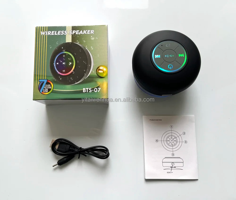 Altoparlante Bluetooth Portatile Impermeabile IPX4 Subwoofer 3W LED RGB USB