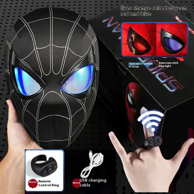 Maschera Spider-Man Elettronica Occhi Mobili Telecomando Cosplay LED Regalo