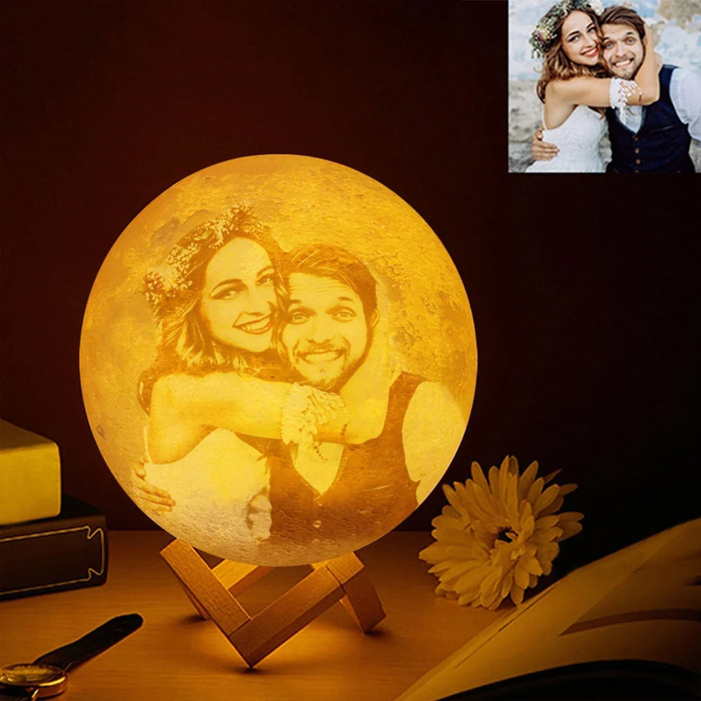 Lampada Luna 3D Personalizzata USB | Foto & Testo Ricordo Regalo Compleanno