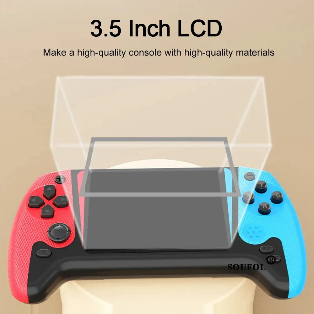 Console Portatile Retro Q21 3.5" LCD 500 Giochi, Batteria 1200mAh, TV Output