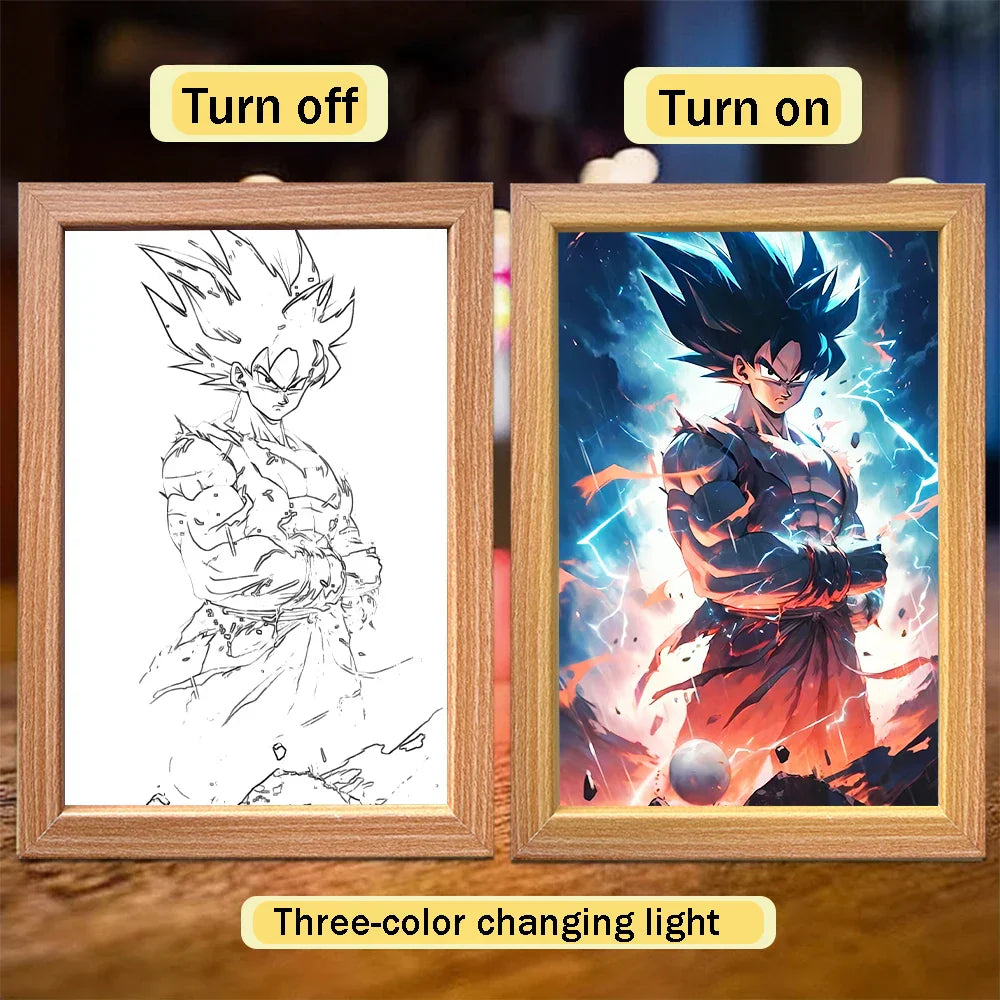 Lampada LED Son Goku Dragon Ball | Cornice Foto Moon Light Regalo Fan