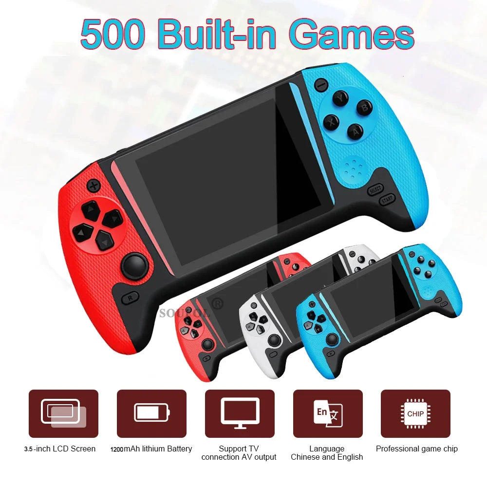 Console Portatile Retro Q21 3.5" LCD 500 Giochi, Batteria 1200mAh, TV Output