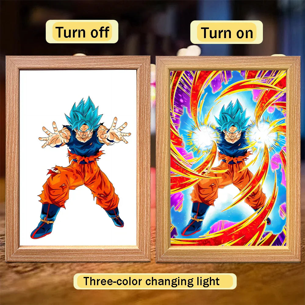 Lampada LED Son Goku Dragon Ball | Cornice Foto Moon Light Regalo Fan