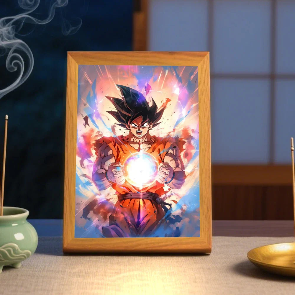 Lampada LED Son Goku Dragon Ball | Cornice Foto Moon Light Regalo Fan