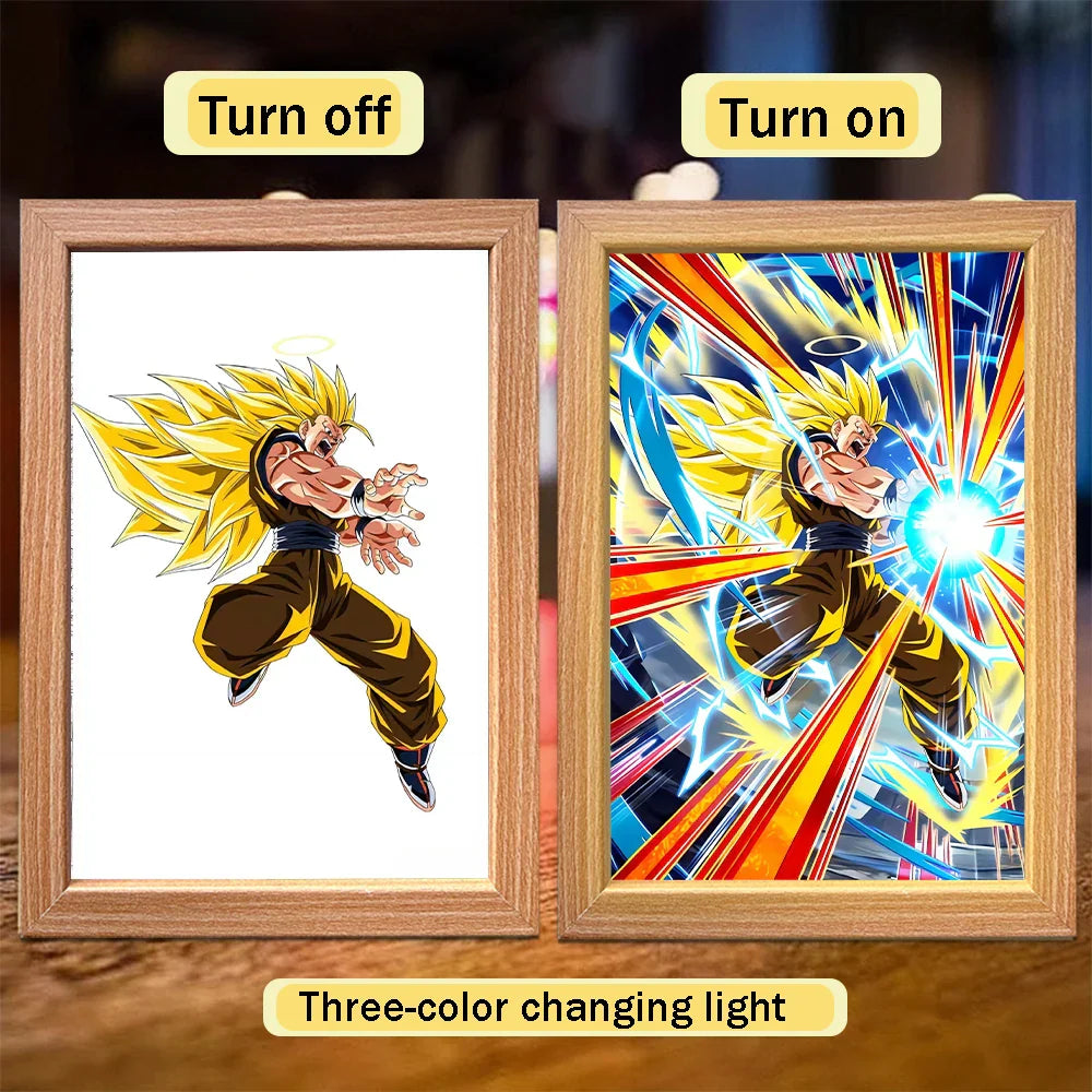 Lampada LED Son Goku Dragon Ball | Cornice Foto Moon Light Regalo Fan