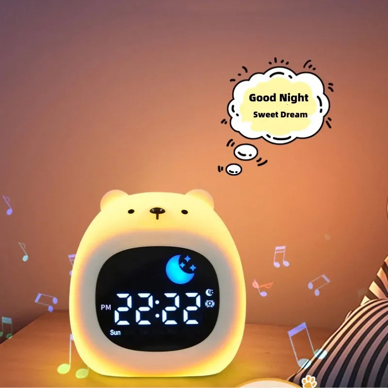 Sveglia touch a forma di cucciolo per bambini con luce notturna e routine del sonno