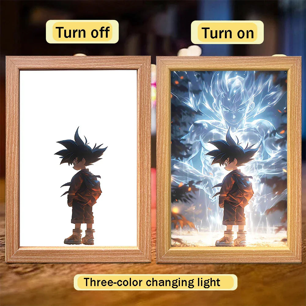 Lampada LED Son Goku Dragon Ball | Cornice Foto Moon Light Regalo Fan