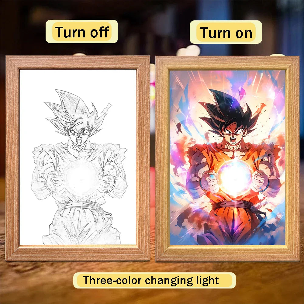 Lampada LED Son Goku Dragon Ball | Cornice Foto Moon Light Regalo Fan