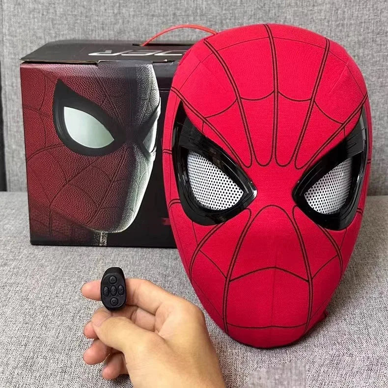 Maschera Spider-Man Elettronica Occhi Mobili Telecomando Cosplay LED Regalo