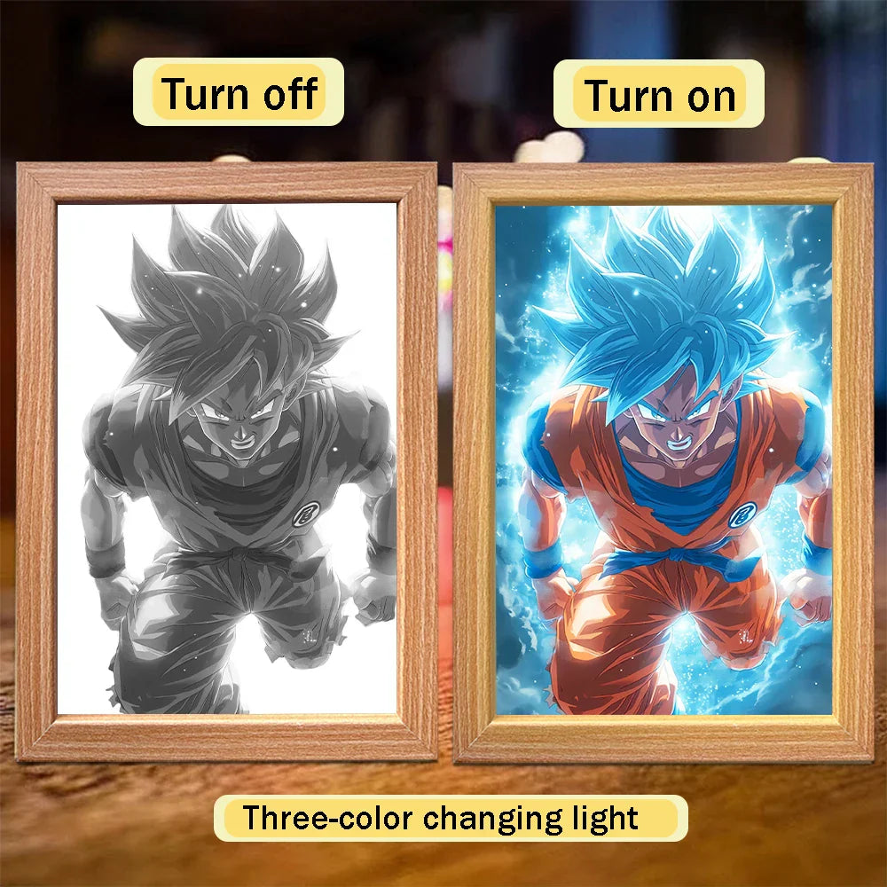 Lampada LED Son Goku Dragon Ball | Cornice Foto Moon Light Regalo Fan