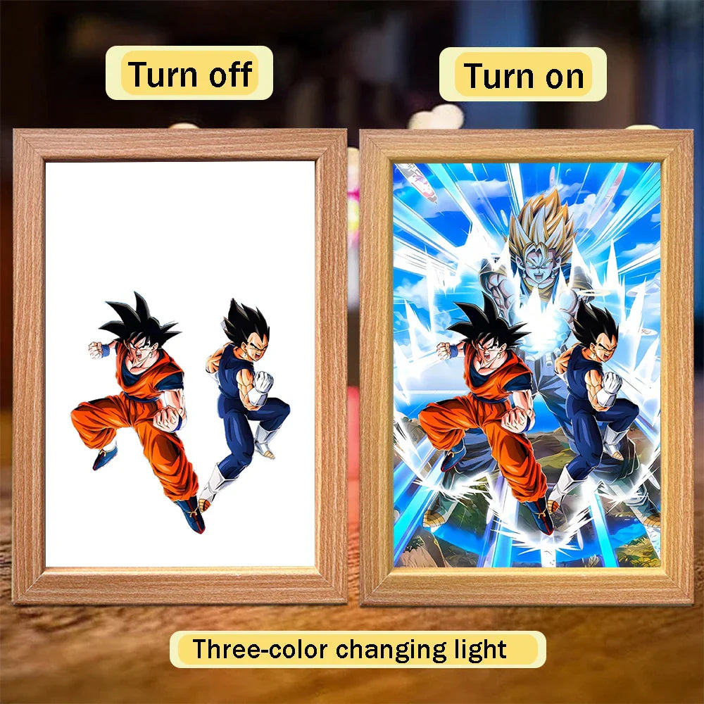 Lampada LED Son Goku Dragon Ball | Cornice Foto Moon Light Regalo Fan