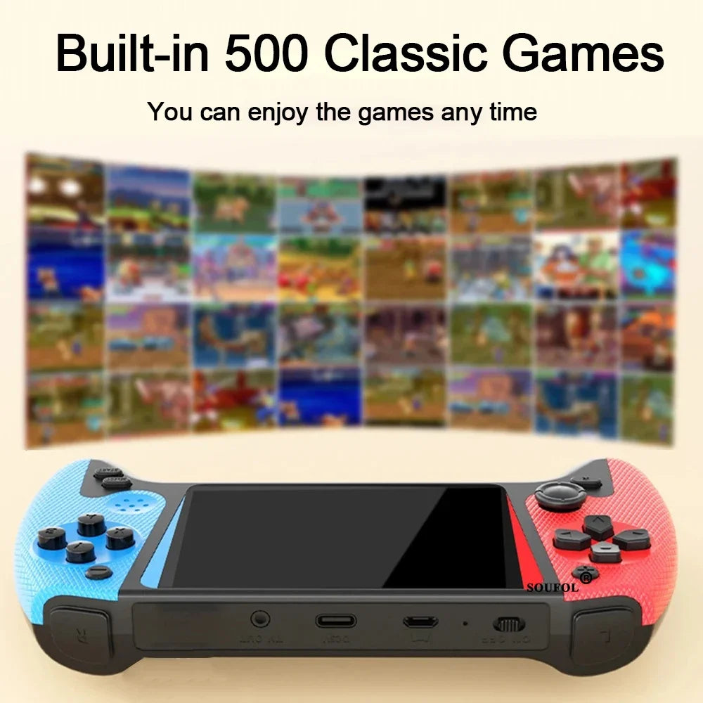 Console Portatile Retro Q21 3.5" LCD 500 Giochi, Batteria 1200mAh, TV Output