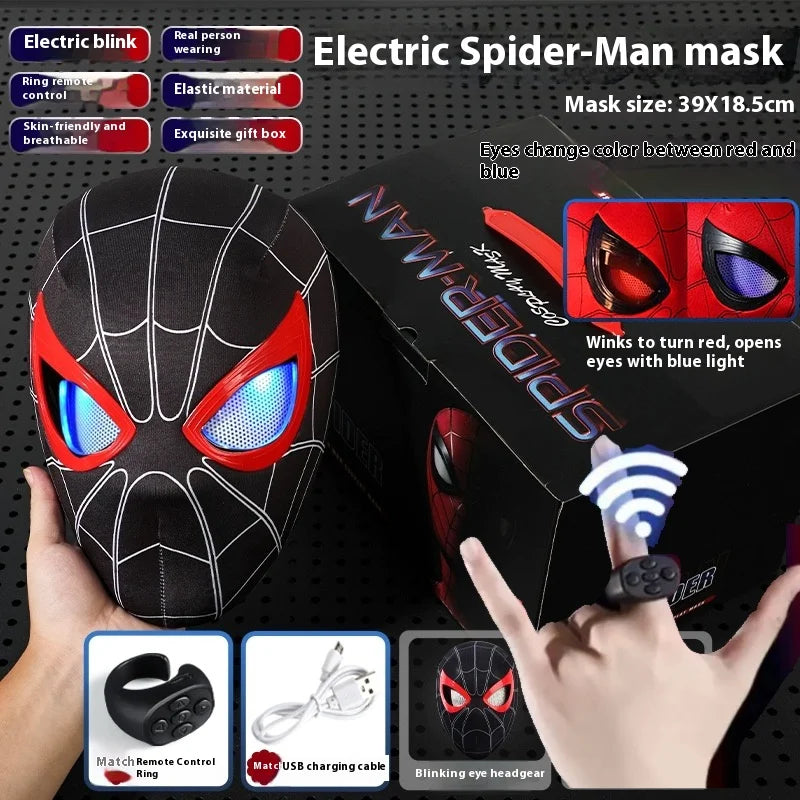 Maschera Spider-Man Elettronica Occhi Mobili Telecomando Cosplay LED Regalo