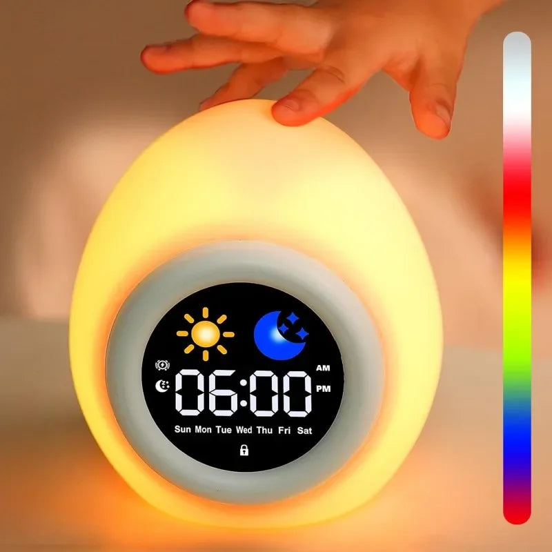 Sveglia touch a forma di cucciolo per bambini con luce notturna e routine del sonno