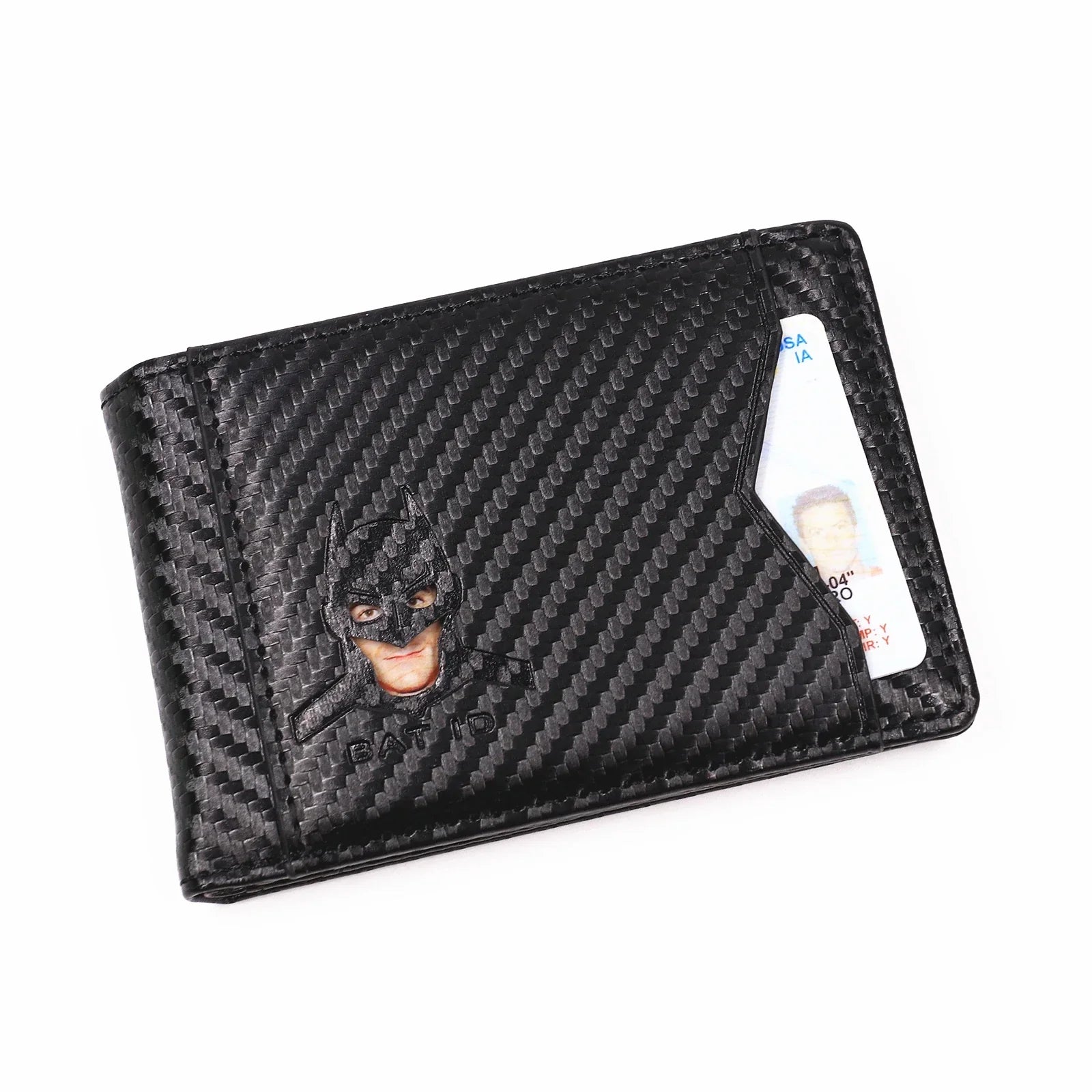 Portafoglio uomo slim wallet in pelle PU portacarte con ritaglio supereroe