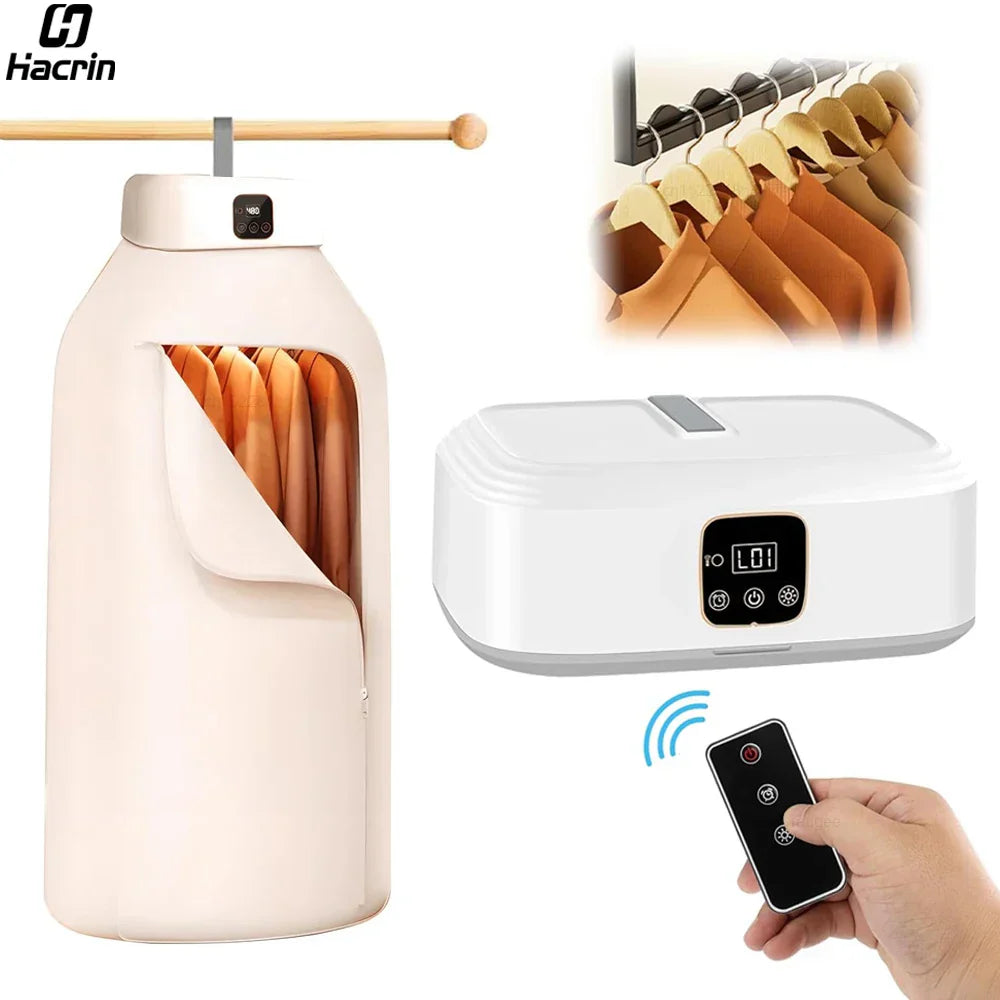 Asciugabiancheria Portatile Regolabile Con Ventilatore a 360°, 4 Timer