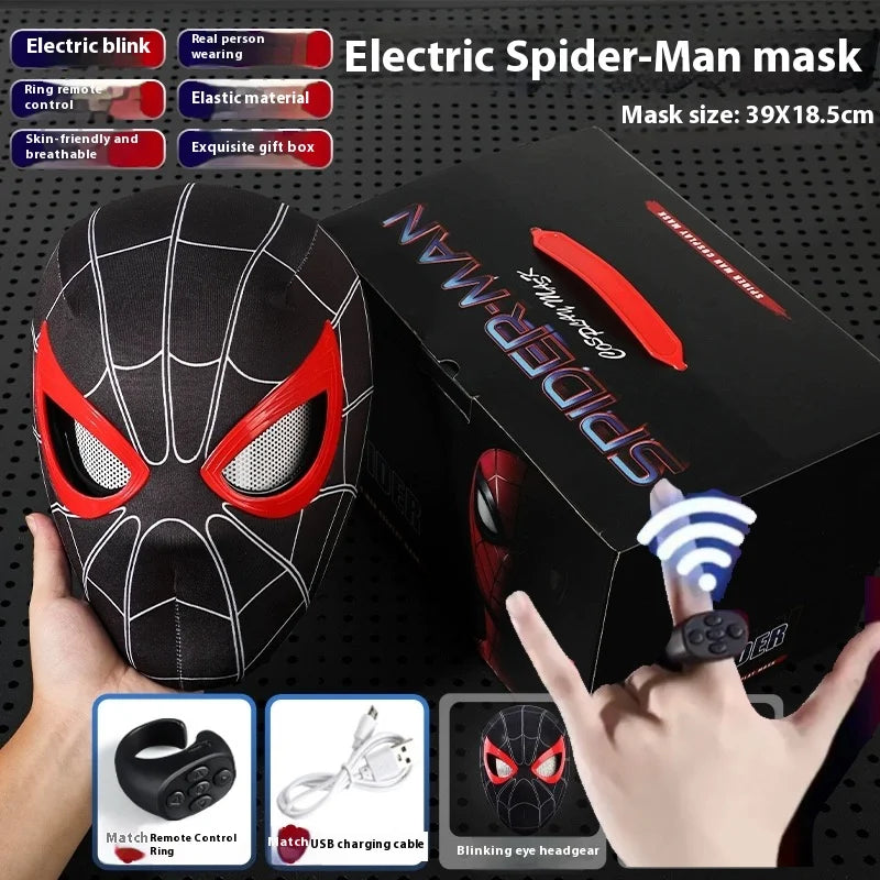 Maschera Spider-Man Elettronica Occhi Mobili Telecomando Cosplay LED Regalo