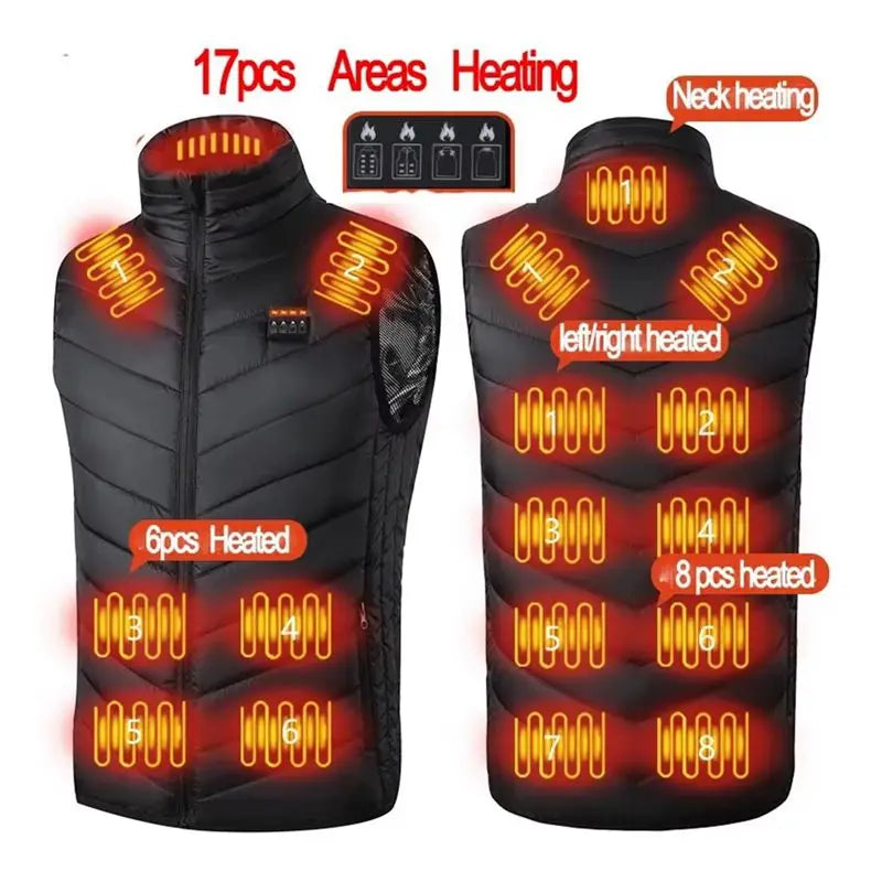 Gilet Termico Riscaldato USB | Outdoor Inverno Trekking Sport  – Batteria Non Inclusa
