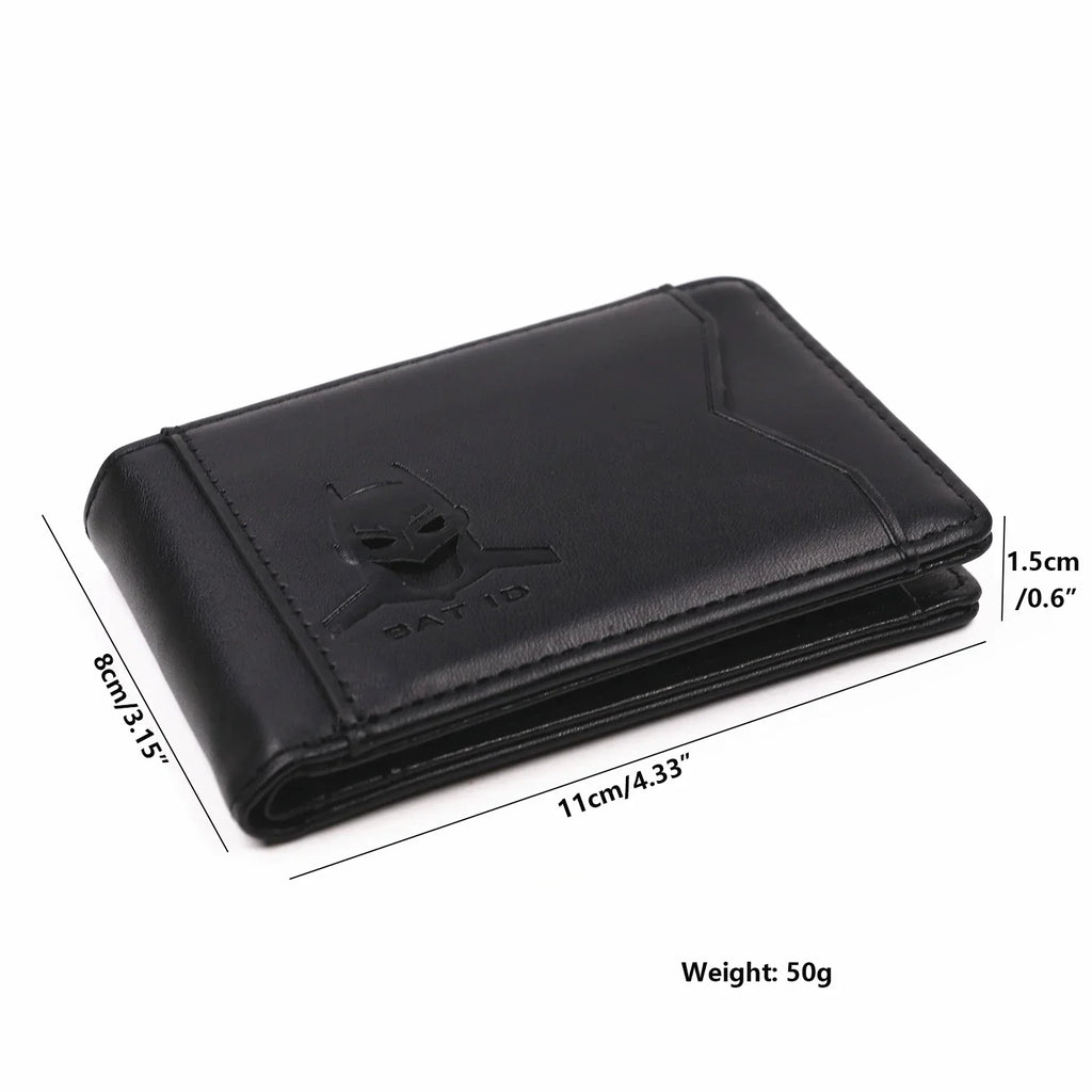 Portafoglio uomo slim wallet in pelle PU portacarte con ritaglio supereroe