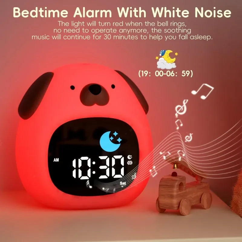 Sveglia touch a forma di cucciolo per bambini con luce notturna e routine del sonno