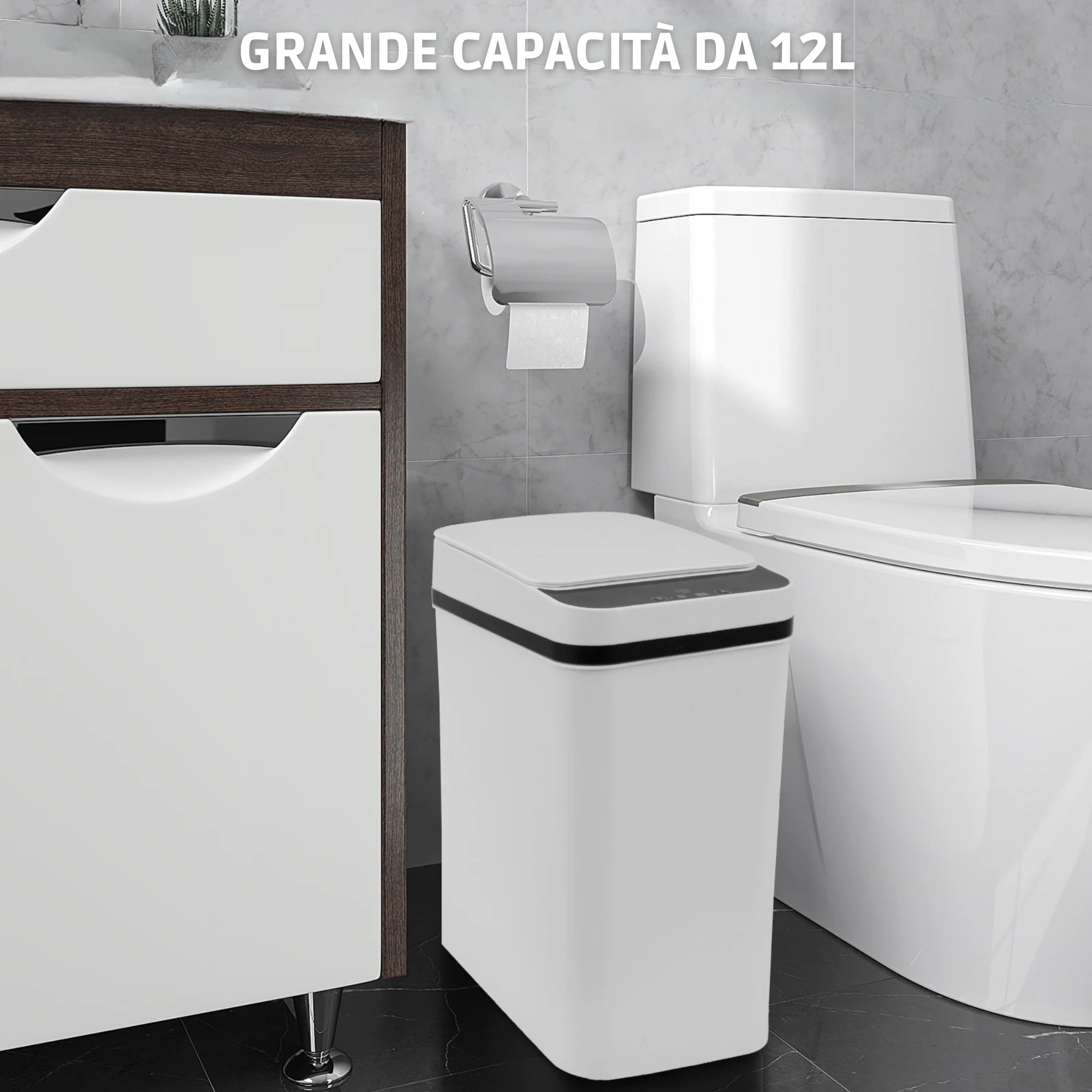 Pattumiera 12L Willstar touchless con sensore infrarossi – per casa e ufficio